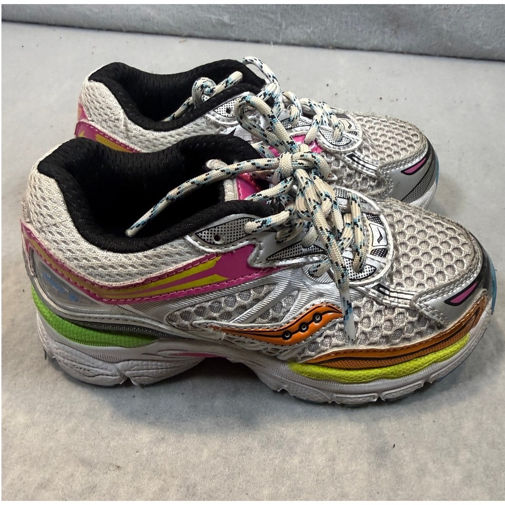 Saucony Omni 9 KDZ Kids Running Shoes Silver Pink Orange Size 10M SL225C08